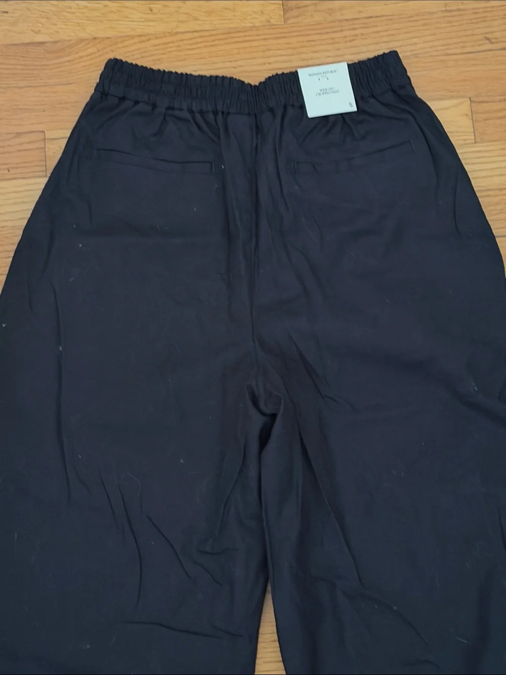 BANANA REPUBLIC, Black Wide-Leg Linen Blend Pants